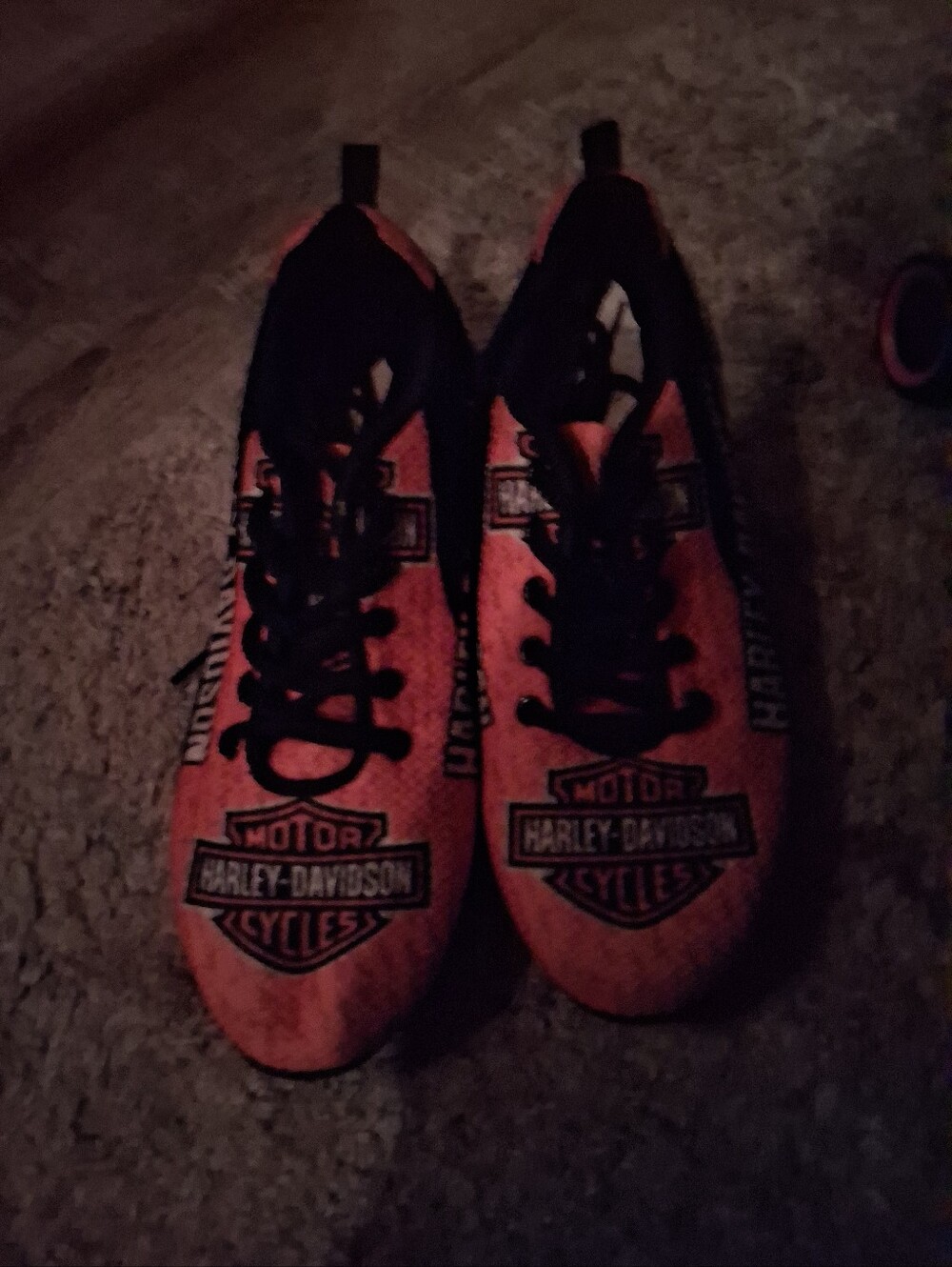 Harley-Davidson Black and Orange Kids Lace-Up Logo Sneakers